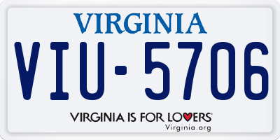 VA license plate VIU5706