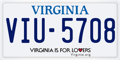 VA license plate VIU5708