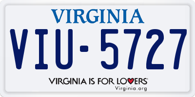 VA license plate VIU5727