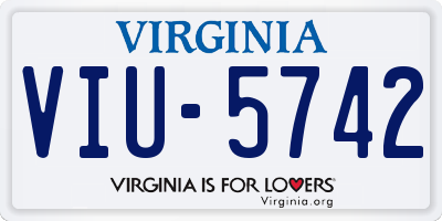 VA license plate VIU5742