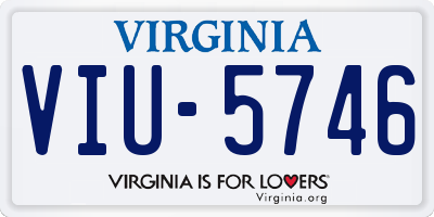 VA license plate VIU5746
