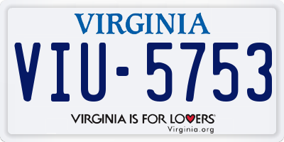 VA license plate VIU5753
