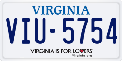 VA license plate VIU5754
