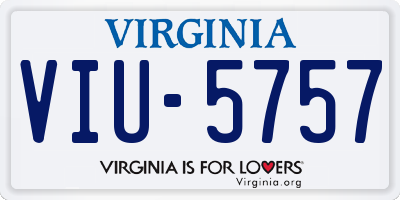 VA license plate VIU5757