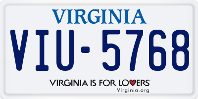 VA license plate VIU5768