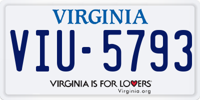 VA license plate VIU5793