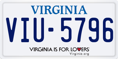 VA license plate VIU5796