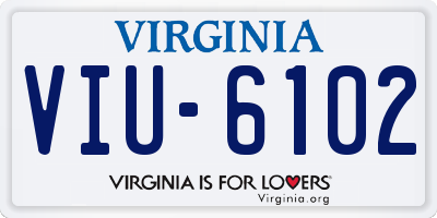 VA license plate VIU6102