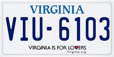 VA license plate VIU6103