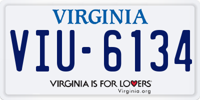 VA license plate VIU6134
