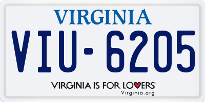 VA license plate VIU6205