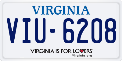 VA license plate VIU6208