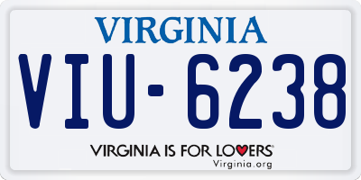 VA license plate VIU6238
