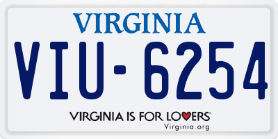 VA license plate VIU6254