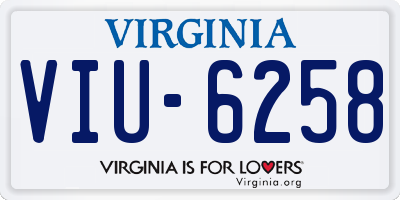 VA license plate VIU6258