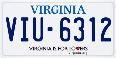 VA license plate VIU6312