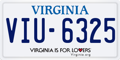 VA license plate VIU6325