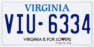 VA license plate VIU6334