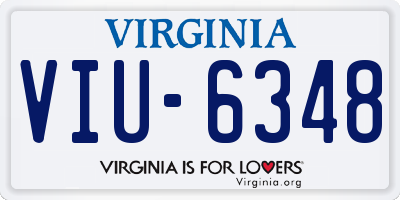 VA license plate VIU6348
