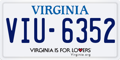 VA license plate VIU6352