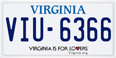 VA license plate VIU6366