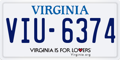 VA license plate VIU6374