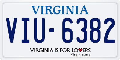 VA license plate VIU6382