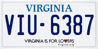 VA license plate VIU6387