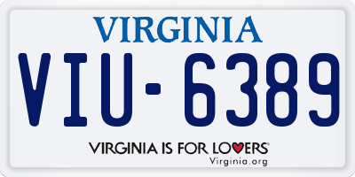 VA license plate VIU6389