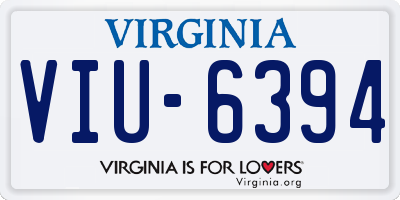VA license plate VIU6394
