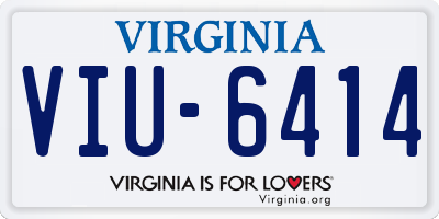 VA license plate VIU6414