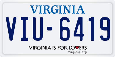 VA license plate VIU6419