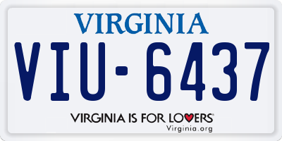 VA license plate VIU6437