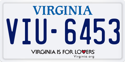 VA license plate VIU6453