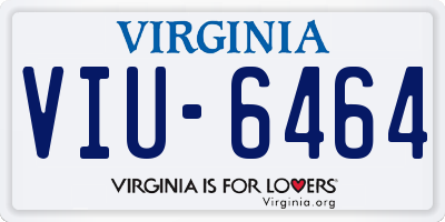 VA license plate VIU6464