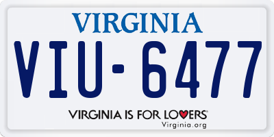 VA license plate VIU6477