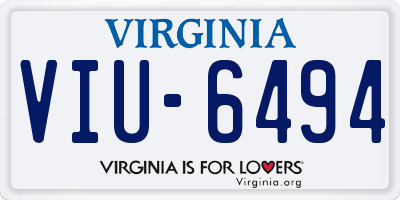 VA license plate VIU6494