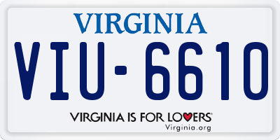 VA license plate VIU6610