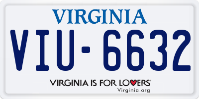 VA license plate VIU6632
