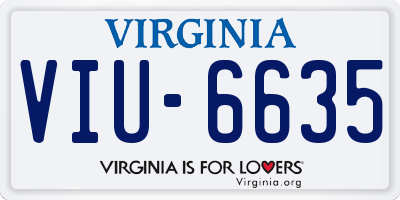 VA license plate VIU6635