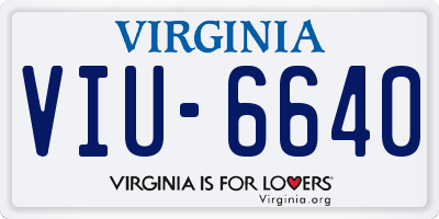VA license plate VIU6640