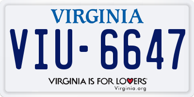 VA license plate VIU6647