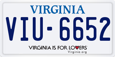 VA license plate VIU6652