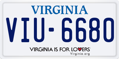 VA license plate VIU6680