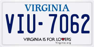 VA license plate VIU7062