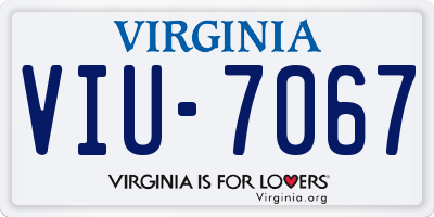 VA license plate VIU7067