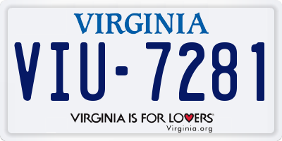 VA license plate VIU7281