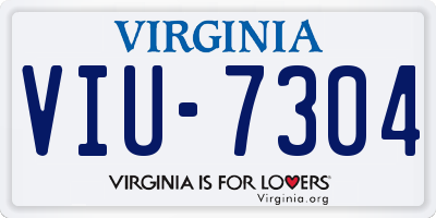 VA license plate VIU7304