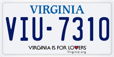 VA license plate VIU7310