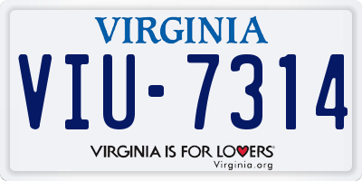 VA license plate VIU7314